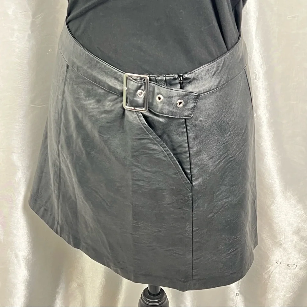 ZARA TRF Black Faux Leather Mini Moto Skirt Size M | Edgy Streetwear Night Out